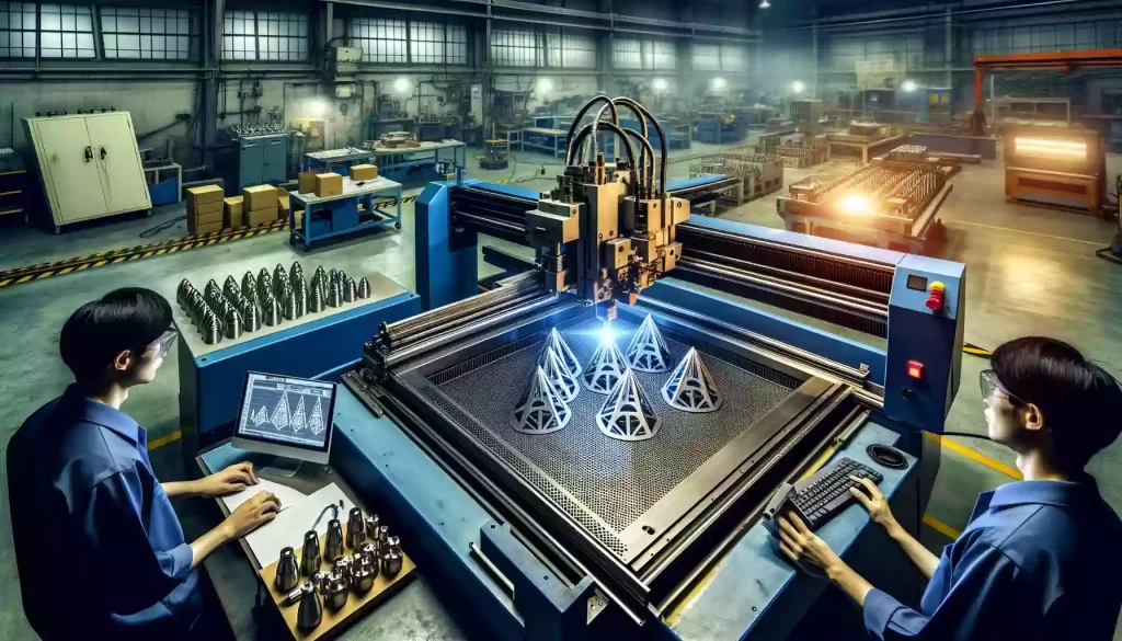 a picture of Laser Fabrication Machine in Stainless Steel Triangle Valve Manufacturing